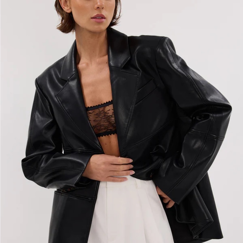 DISSH Monty Black FAUX, OVER-SIZED Leather Jacket